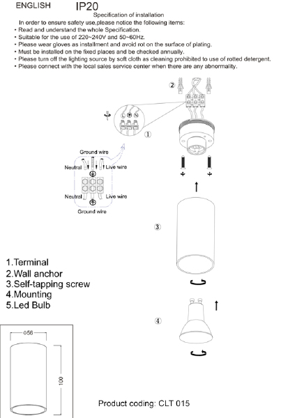 Накладной светильник Clt 015 CLT 015C BL