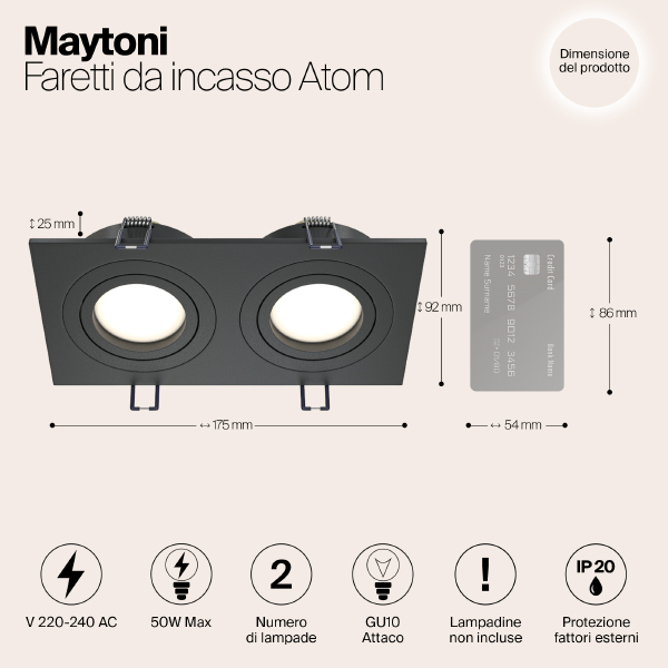 Встраиваемый светильник Atom DL024-2-02B
