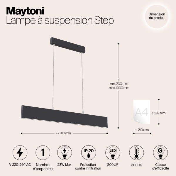Светильник подвесной Step P010PL-L23B