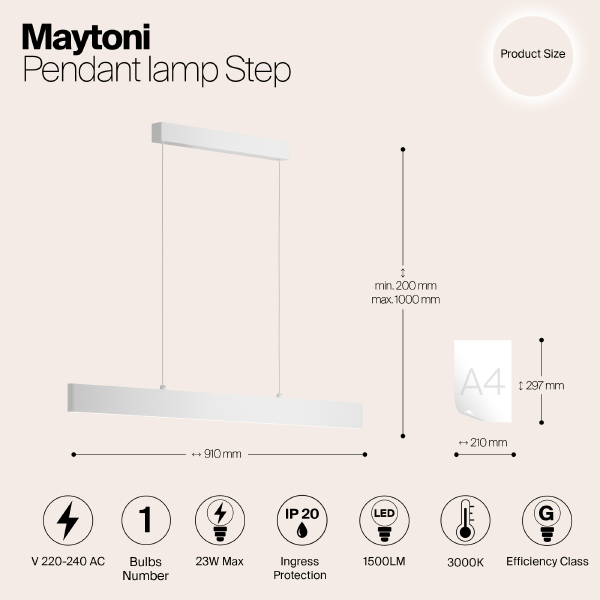 Светильник подвесной Step P010PL-L23W