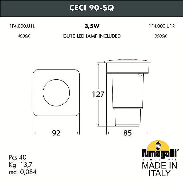 Уличный встраиваемый Ceci 1F4.000.000.LXU1L