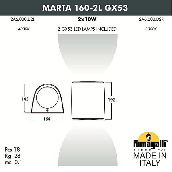 Уличный настенный светильник Marta 2A6.000.000.AXD2L