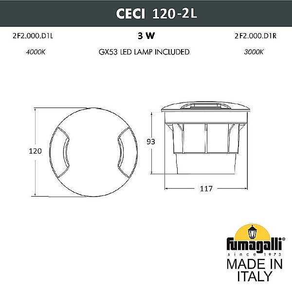 Уличный встраиваемый Ceci 2F2.000.000.AXG1L