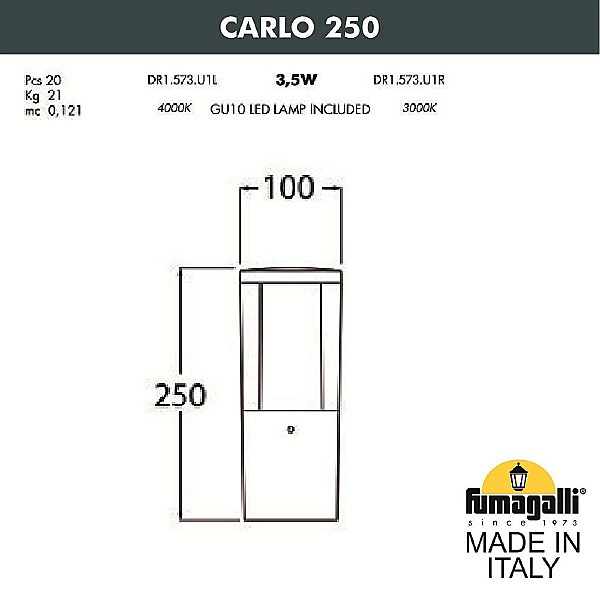 Уличный наземный светильник Carlo DR1.573.000.AXU1L