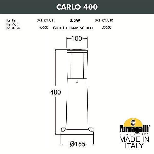 Уличный наземный светильник Carlo DR1.574.000.WXU1L