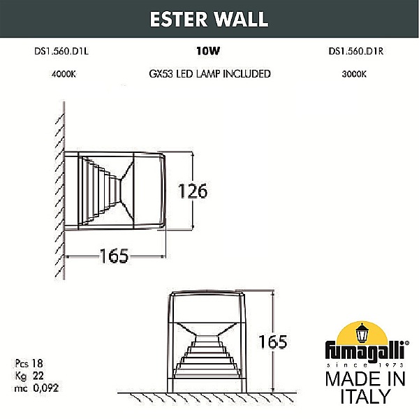 Уличный настенный светильник Ester DS1.560.000.AXD1L