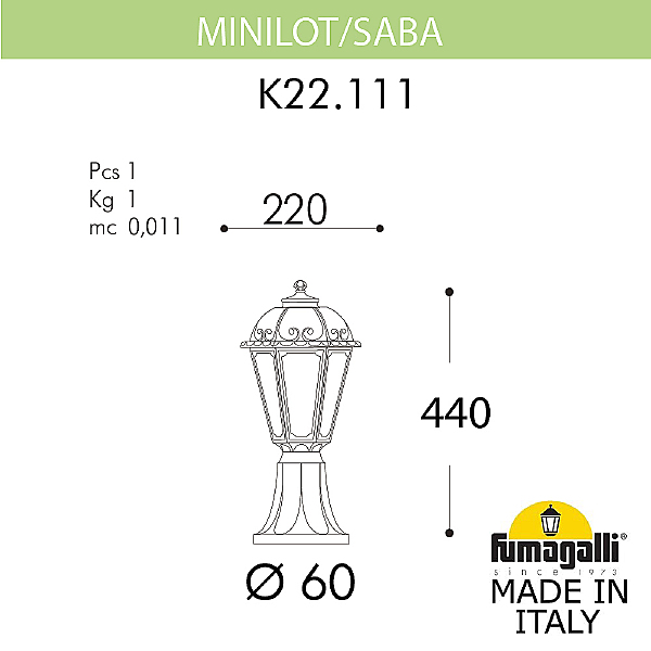 Уличный наземный светильник Saba K22.111.000.AYF1R
