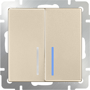 Выключатель Шампань WL11-SW-2G-2W-LED/ Выключатель двухклавишный проходной с подсветкой (шампань)