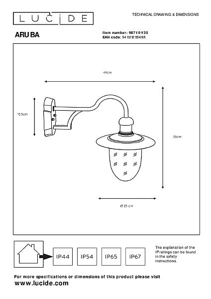 Уличный настенный светильник Aruba 11871/01/30