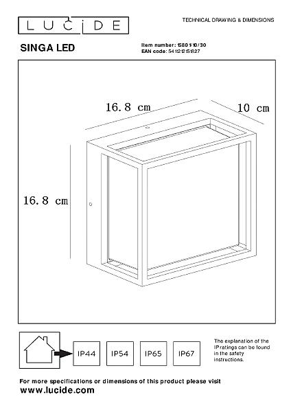 Уличный настенный светильник Singa Led 15801/10/30