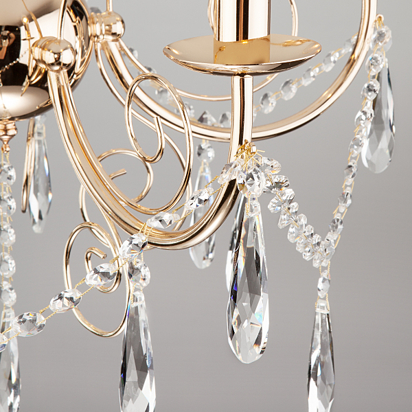 Подвесная люстра Wispa 10094/5 золото/прозрачный хрусталь Strotskis