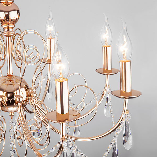 Подвесная люстра Wispa 10094/8 золото/прозрачный хрусталь Strotskis