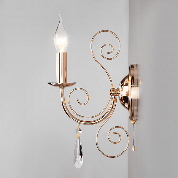 Настенное бра Wispa 10094/1 золото/прозрачный хрусталь Strotskis