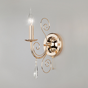 Настенное бра Wispa 10094/1 золото/прозрачный хрусталь Strotskis