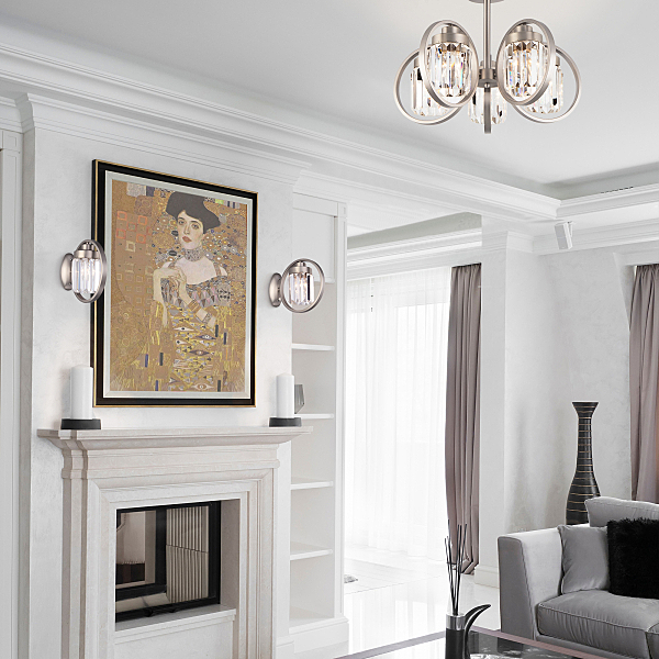 Настенное бра Loraine 10095/1 сатин-никель/прозрачный хрусталь Strotskis