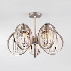 Потолочная люстра Loraine 10095/5 сатин-никель/прозрачный хрусталь Strotskis