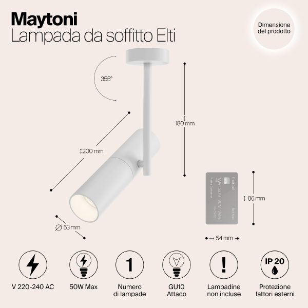 Светильник потолочный Elti C020CL-01W