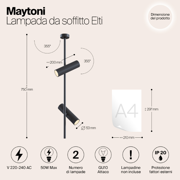 Светильник потолочный Elti C021CL-02B
