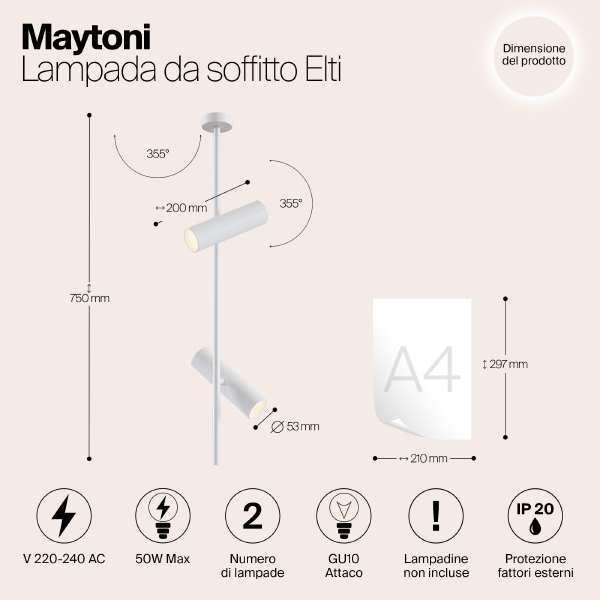 Светильник потолочный Elti C021CL-02W