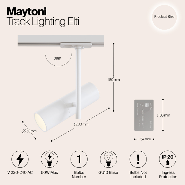 Трековый светильник Elti Unity TR005-1-GU10-W