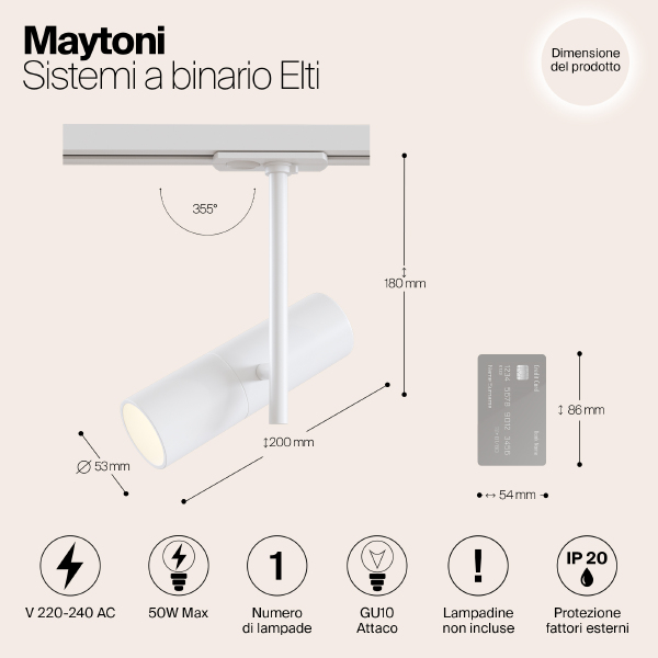 Трековый светильник Elti Unity TR005-1-GU10-W