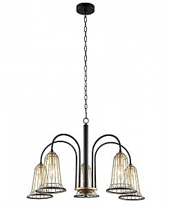 Подвесная люстра Вейлер 4018/5P-BK-GD