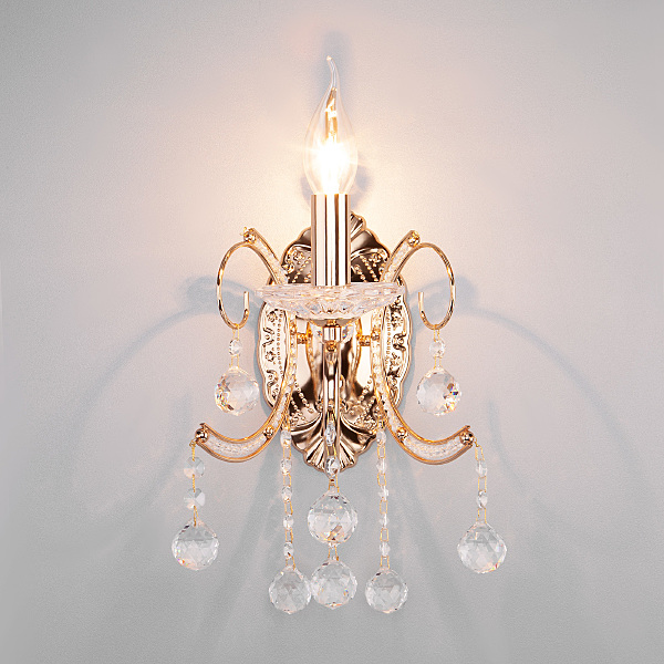 Настенное бра Collana 10096/1 золото/прозрачный хрусталь Strotskis