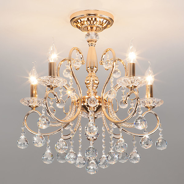 Подвесная люстра Collana 10096/5 золото/прозрачный хрусталь Strotskis