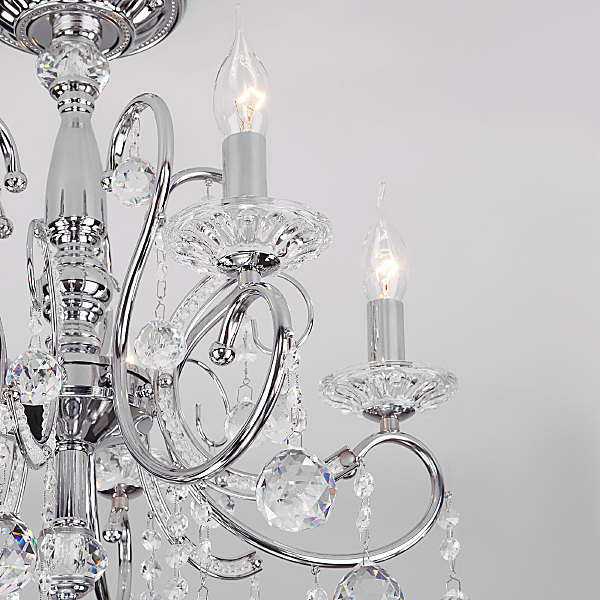 Подвесная люстра Collana 10096/5 хром/прозрачный хрусталь Strotskis