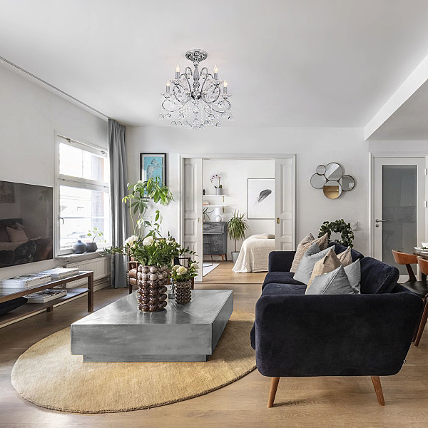 Подвесная люстра Collana 10096/5 хром/прозрачный хрусталь Strotskis