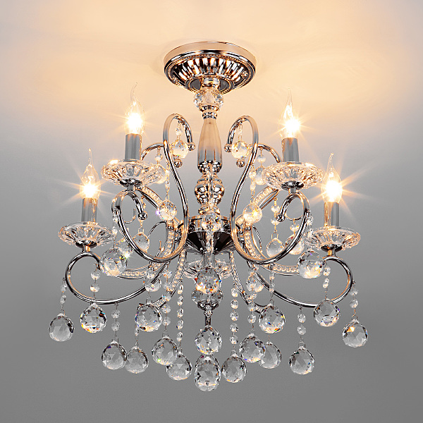 Подвесная люстра Collana 10096/5 хром/прозрачный хрусталь Strotskis