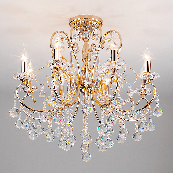 Подвесная люстра Collana 10096/8 золото/прозрачный хрусталь Strotskis