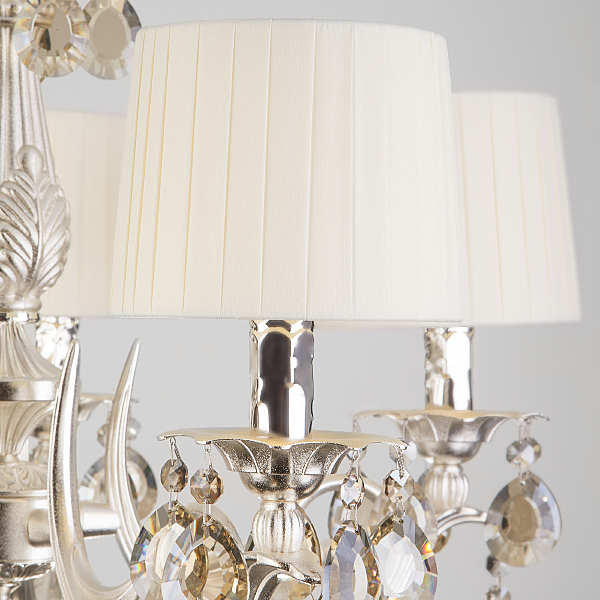 Подвесная люстра Argenta 10098/5 серебро/тонированный хрусталь Strotskis