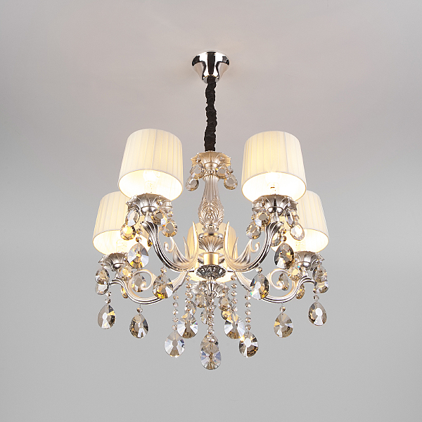 Подвесная люстра Argenta 10098/5 серебро/тонированный хрусталь Strotskis