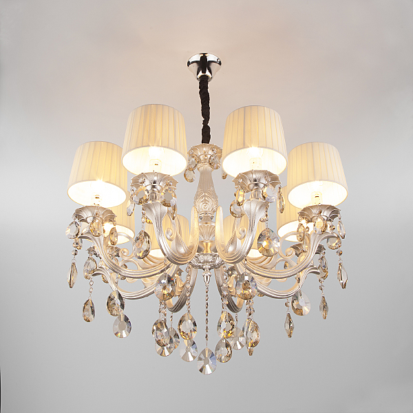 Подвесная люстра Argenta 10098/8 серебро/тонированный хрусталь Strotskis