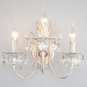 Настенное бра Alda 3305/3 белый с золотом/прозрачный хрусталь Strotskis