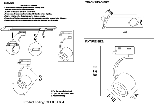 Трековый светильник Clt 0.11 CLT 0.31 004 WH
