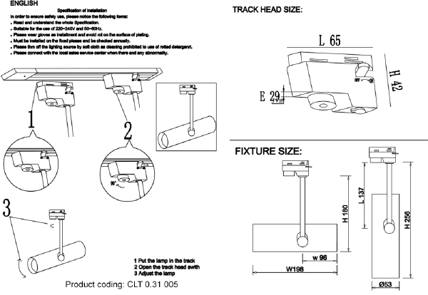 Трековый светильник Clt 0.11 CLT 0.31 005 WH