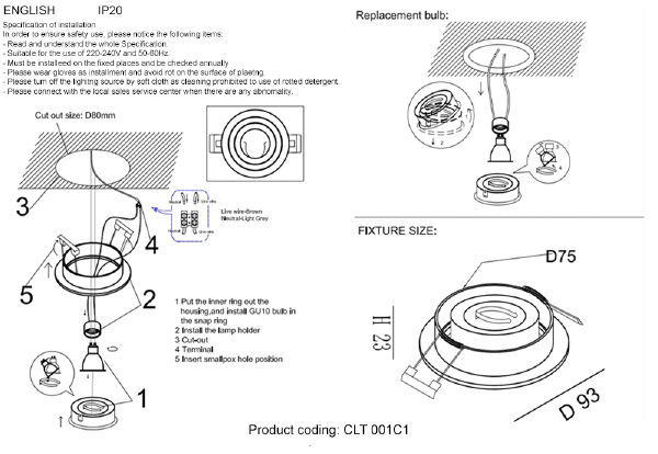 Встраиваемый светильник Clt 001 CLT 001С1 WH