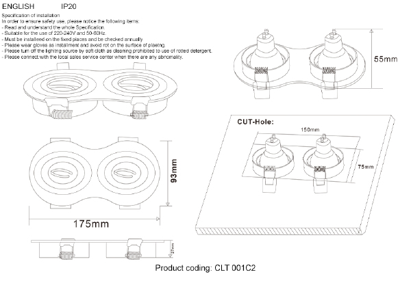 Встраиваемый светильник Clt 001 CLT 001С2 BL
