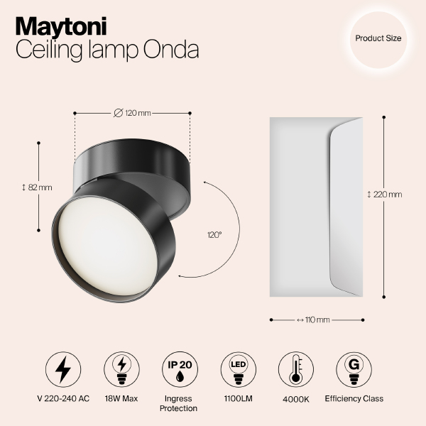 Накладной светильник Onda C024CL-L18B4K