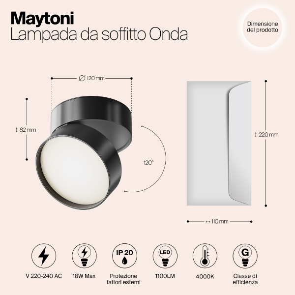 Накладной светильник Onda C024CL-L18B4K
