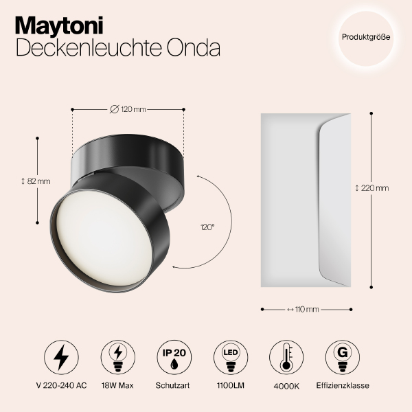 Накладной светильник Onda C024CL-L18B4K