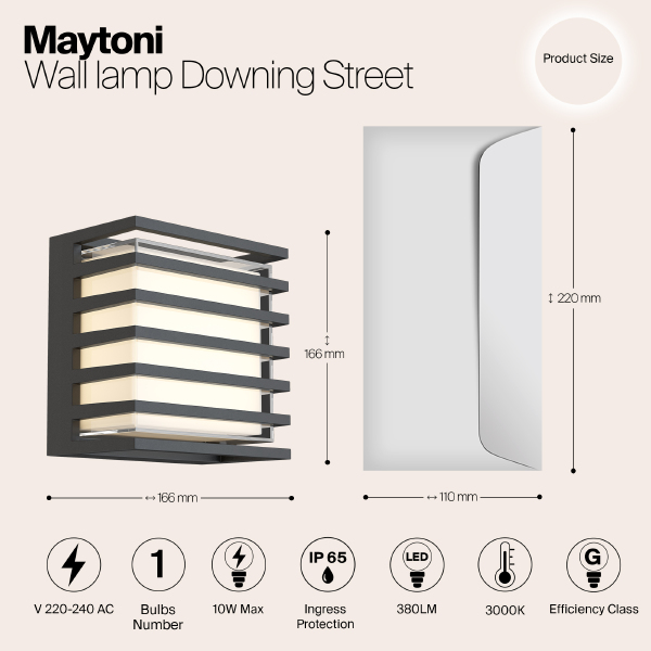 Уличный настенный светильник Downing Street O020WL-L10B4K