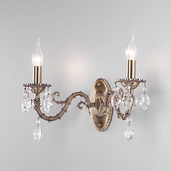 Настенное бра Favola 10102/2 античная бронза/прозрачный хрусталь Strotskis