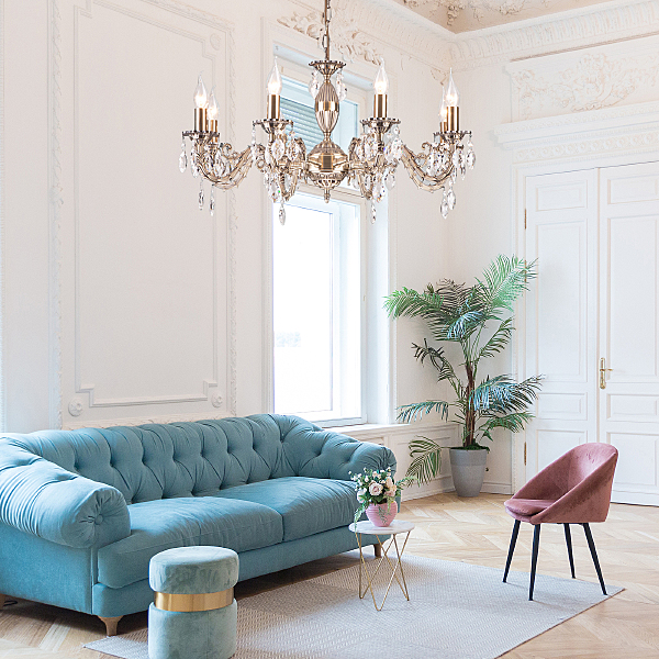 Подвесная люстра Favola 10102/5 античная бронза/прозрачный хрусталь Strotskis