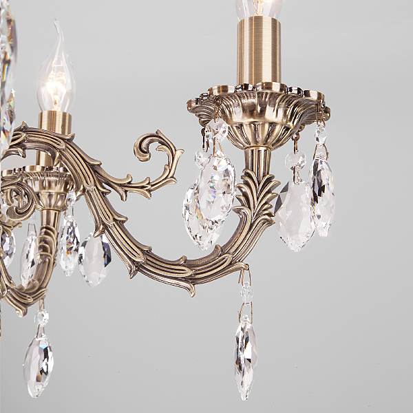Подвесная люстра Favola 10102/5 античная бронза/прозрачный хрусталь Strotskis