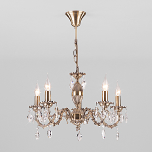 Подвесная люстра Favola 10102/5 античная бронза/прозрачный хрусталь Strotskis