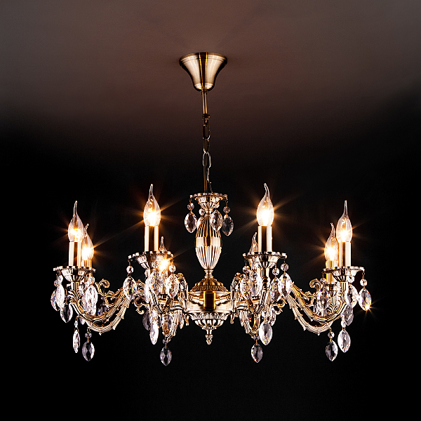 Подвесная люстра Favola 10102/8 античная бронза/прозрачный хрусталь Strotskis