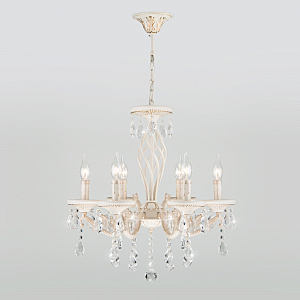 Подвесная люстра Lia 3585/6 белый/прозрачный хрусталь Strotskis